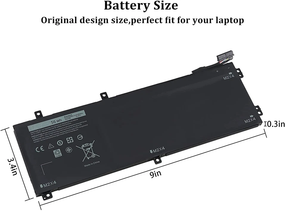 Batería para portátil compatible con Dell XPS 15 9560 9570 9550 9590.. 11.4V 56Wh Foto 2 de 4