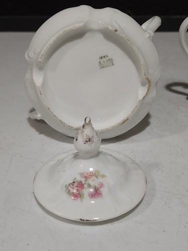 VINTAGE Z.S.& CO BAVARIA PINK FLOWERS IRMA CREAMER AND SUGAR SET FLORAL - Picture 4 of 4