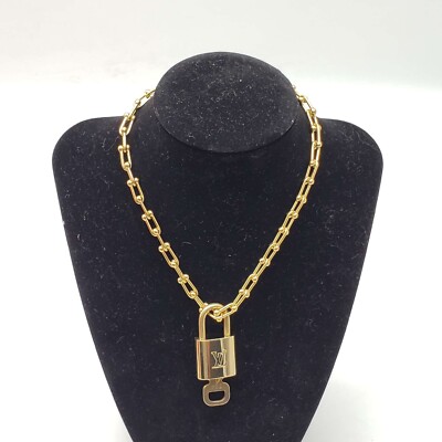 100% Auth Louis Vuitton Lock & Key with Unbranded Gold Plated Chain Necklace #1