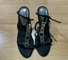 Camille La Vie Black Rhinestone Party Shoes/Heels, US Women's 7.5