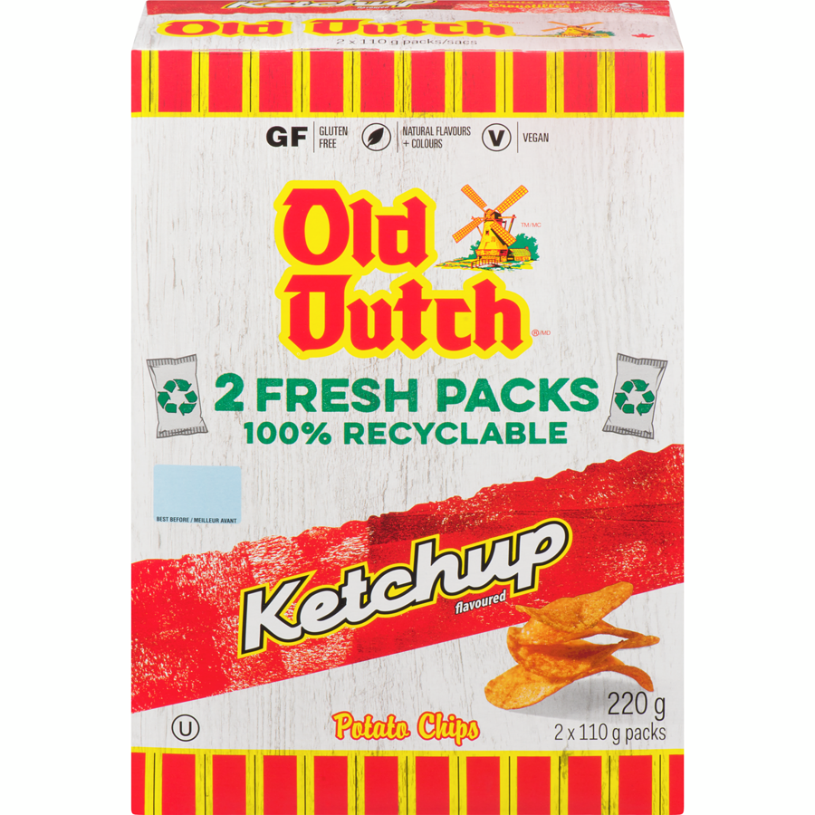 Old Dutch Ketchup & Salt 'n Vinegar Chips 1 Box Each (2 x 220g