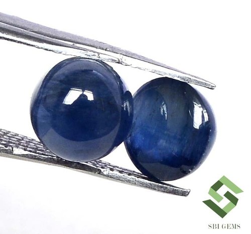 7 mm Certified Natural Blue Sapphire Round Cabochon Pair 4.52 CTS Loose Gemstone - Picture 7 of 8
