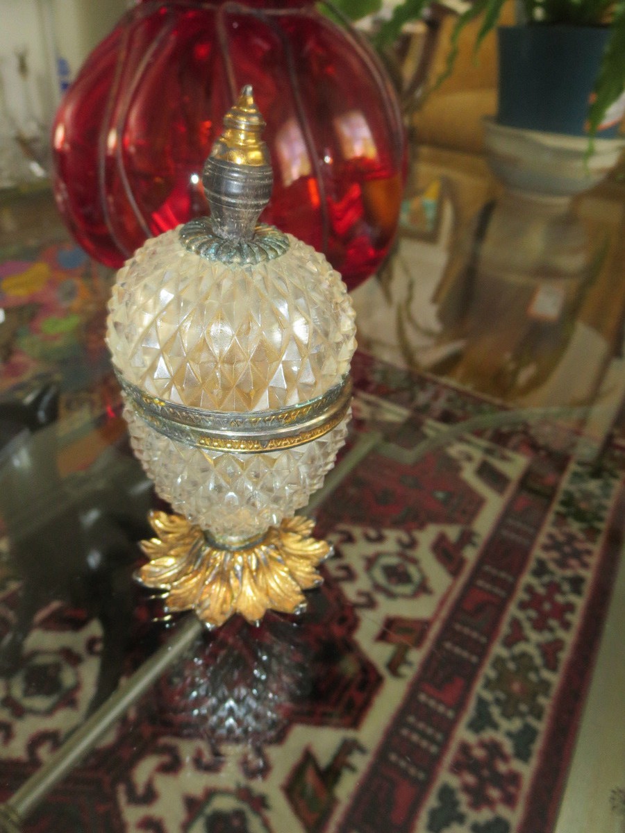 French Cut Crystal Gilt Bronze Cigarette Lighter - Baccarat Depose