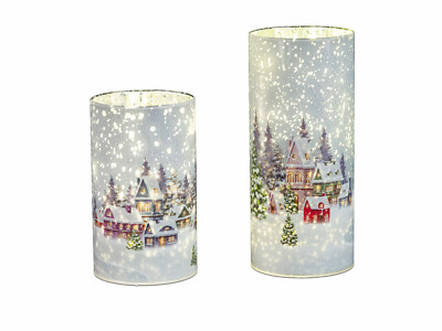 Formano LED Zylinder Deko Licht Winterzeit Häuser Schnee Winter 20 cm (#188)