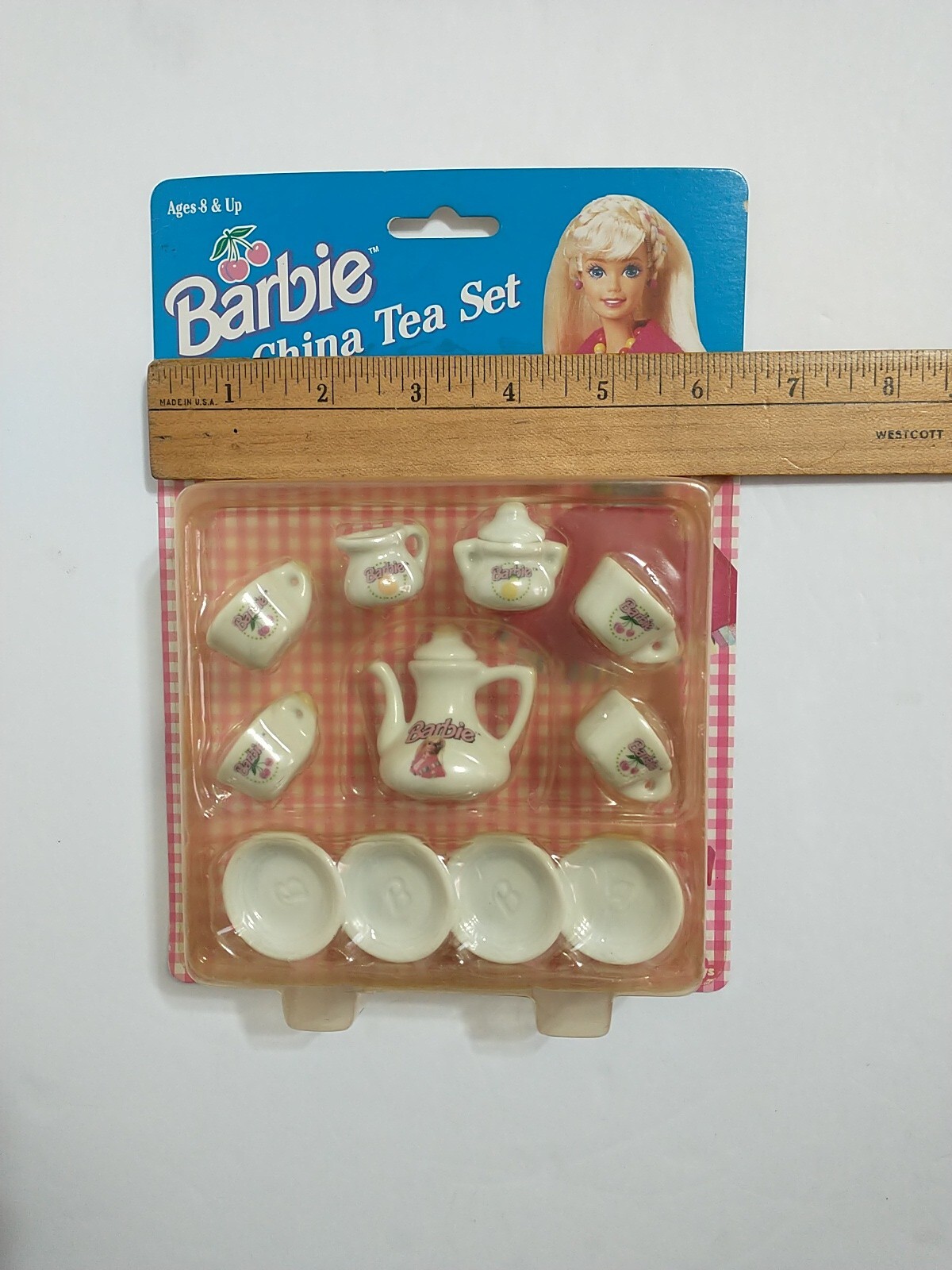 Vintage 1994 Barbie 13pc China Tea Set Miniature Doll Dishes Chilton