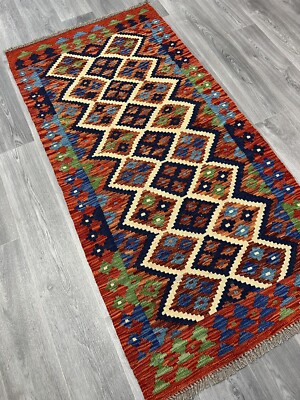 Handarbeit Kelim Läufer Wolle Naturfarben Afghan Traditionell 188cmx96cm