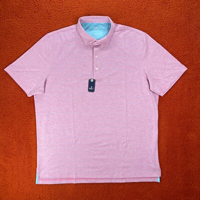 JOHNNIE-O Polo Shirt Mens XL Arnold Taffy Pink  Striped Jersey Surf Golf NEW