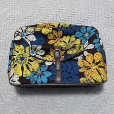 1960s Vintage Bantam Travelware Brown Floral Mod Pattern Suitcase Luggage Japan