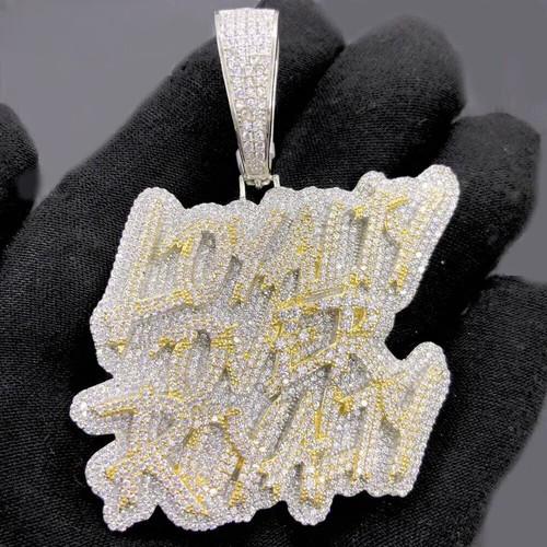 Catena ciondolo 5AAA+ CZ Hop Hip Ice Out fedeltà su regalità placcata oro vero 24k - Foto 2 di 10