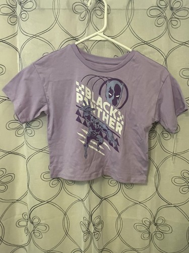 NEW GIRLS MARVEL BLACK PANTHER PURPLE CROPPED TOP SIZE Small 6-6X