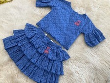 Mini Rodini Girls Lace Frill Layered Skirt  Blouse Set Ruffles Size 4-5 Year