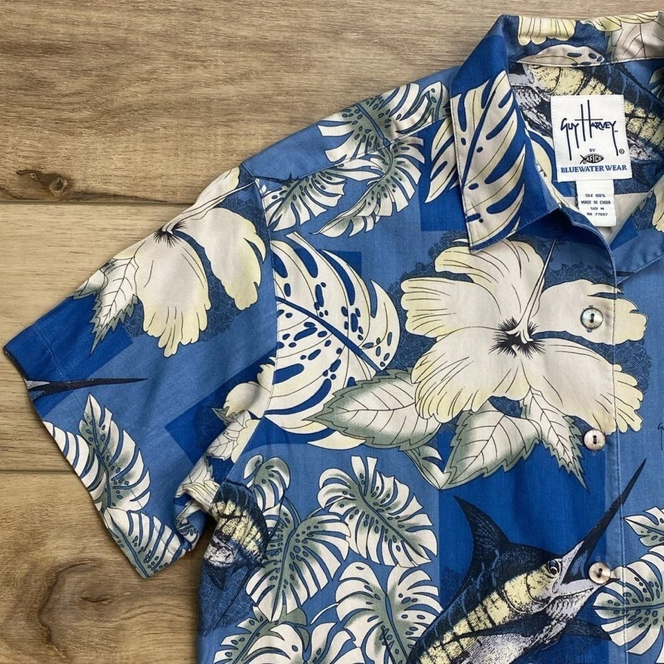 Camisa hawaiana de seda Guy Harvey Foto 2 de 4