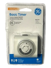 GE Basic Plug-In Timer, 24-Hour Programmable - Auto On/Off - Indoor Use Only