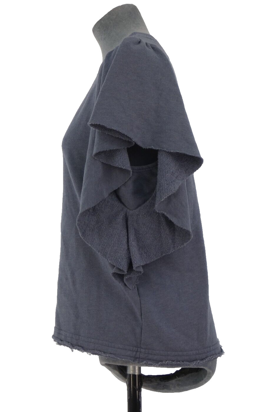 Michael Stars Blouse Top Sweatshirt Ruffle Sleeve Ariana Grey Raw Hem Size S