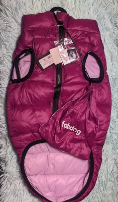 Fabdog Pack N Go Dog Coat/Vest 20'' Reversible Puffer Purple & Lavender NEW
