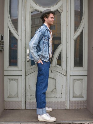 Denim jacket men's jacket stonewash blue 90s true vintage 90s