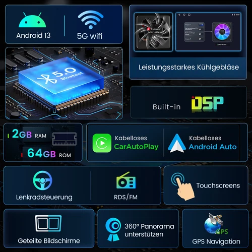 Autoradio 2+64GB Carplay Android 14 per Seat Ibiza 6j 2009-2013 GPS Navi WIFI FM - Foto 16 di 17
