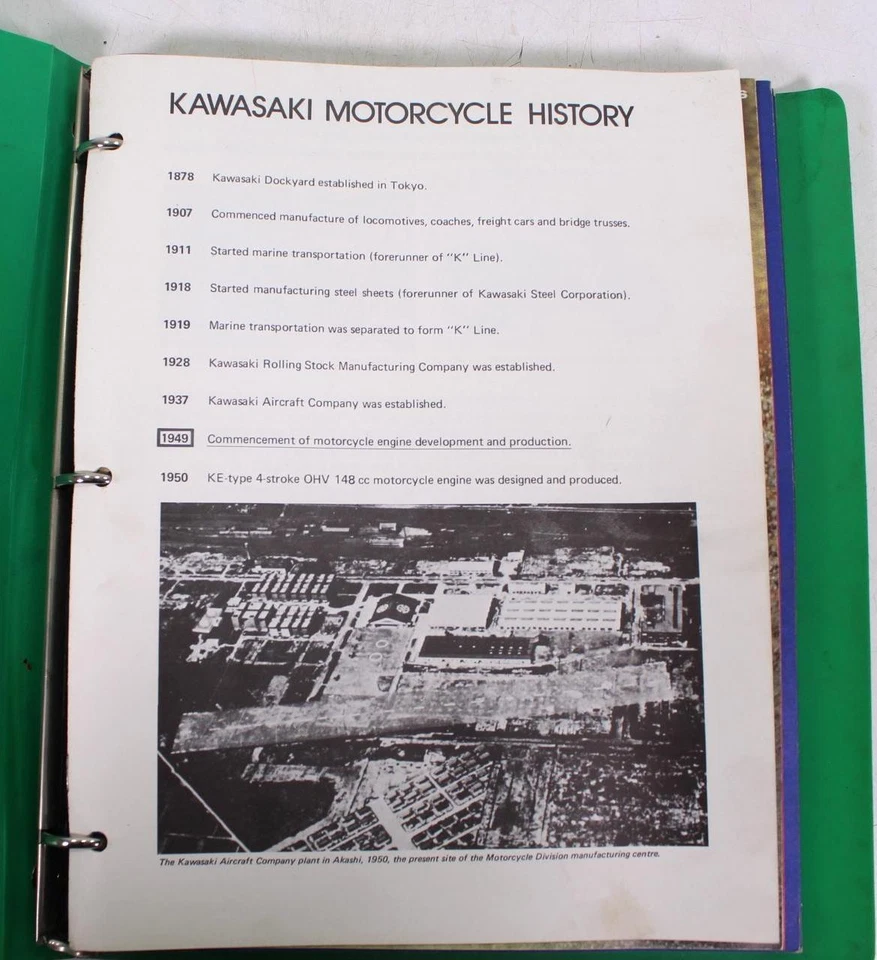 1973 KAWASAKIT TECHNICAL TRAINING BINDER W/ HISTORY AND VINTAGE MAGAZINE - Image 2 of 4