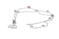 Gucci Sterling Silver GG Pink Gemstone Necklace YBB52739900200U