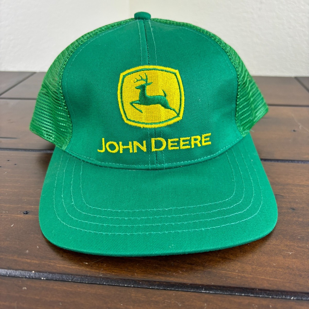 John Deere Mesh Trucker Adjustable Hat Cap Farm Tractor Unisex Green Yellow