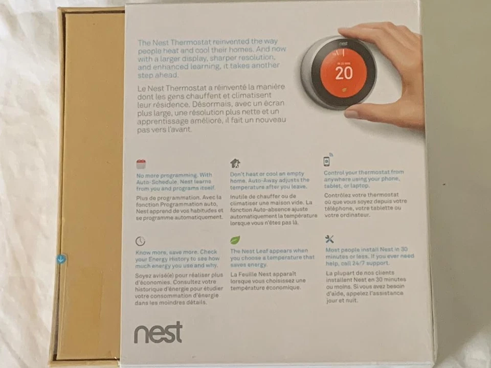 Google Nest Learning Thermostat 3rd Gen  T3007EF  **BRAND NEW IN SEALED BOX ** - Image 2 of 4