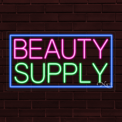 NEW "BEAUTY SUPPLY" w/BORDER 33x18x1 INCH LED FLEX WINDOW/WALL INDOOR SIGN 31053 - Picture 1 of 1
