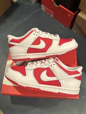 Size 4.5Y - Nike Dunk Low GS 'Championship Red' White CW1590-600