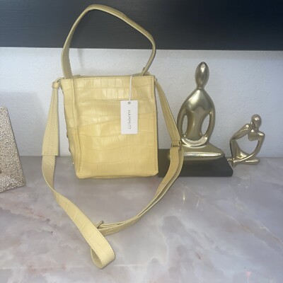 325$ Hammitt Davis Small Sunstruck Yellow Embossed Leather Crossbody Crocco
