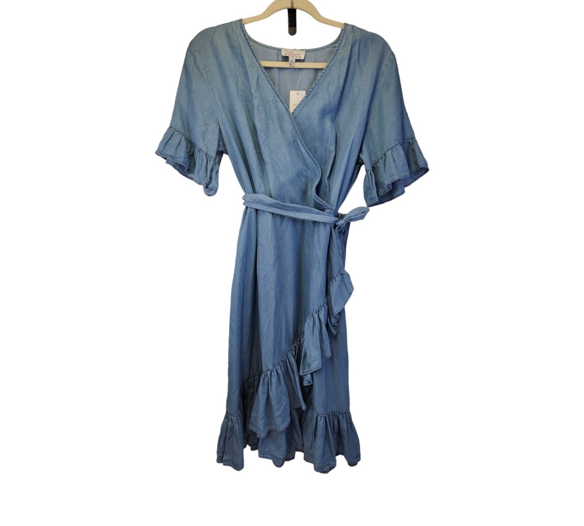 blue denim wrap dress böhme Rue Denim Wrap Dress Size XL main image 1