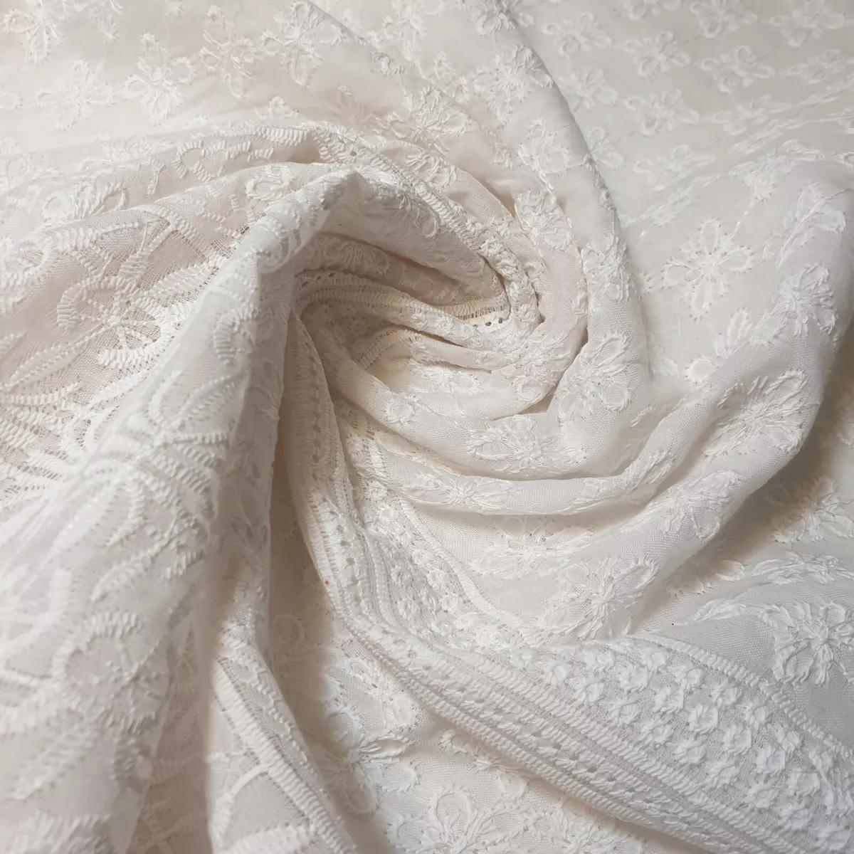 100 Cotton Broderie Anglaise White Embroidery Dress Craft Fabric 58
