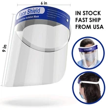 Face Shield Full Cover Protective Safety Guard Reusable w/ Band Anti-Splash, Fog