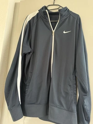 Nike Herren Trainingsjacke XL Blau/Weiß Reißverschluss Stehkragen Taschen - Bild 1 von 4