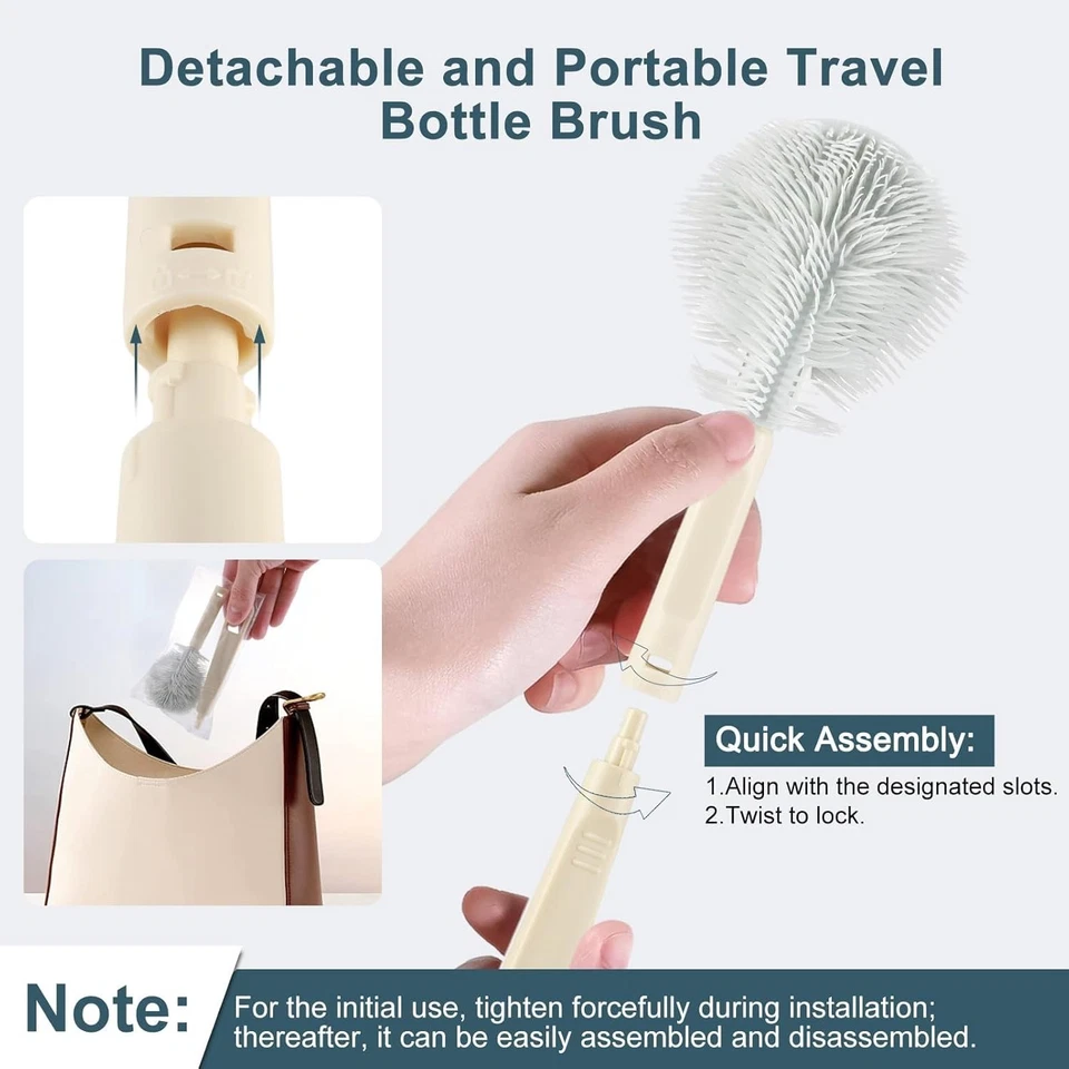 Paquete de 4 cepillos para botellas de agua, limpieza de botellas de agua de silicona con mango largo de 9,5'... Foto 4 de 4