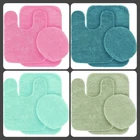 SOLID ASSORTED COLORS BATH RUG CONTOUR MAT TOILET LID COVER BATHROOM SET 3PC #6