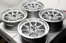 Kudo Racing Faze 15x7 4x100 4x114.3 Silver Polish Lip Wheels Rims Corolla Cooper