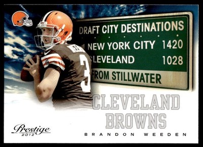 2012 Panini Prestige Draft City Destination Brandon Weeden #3 Cleveland Browns