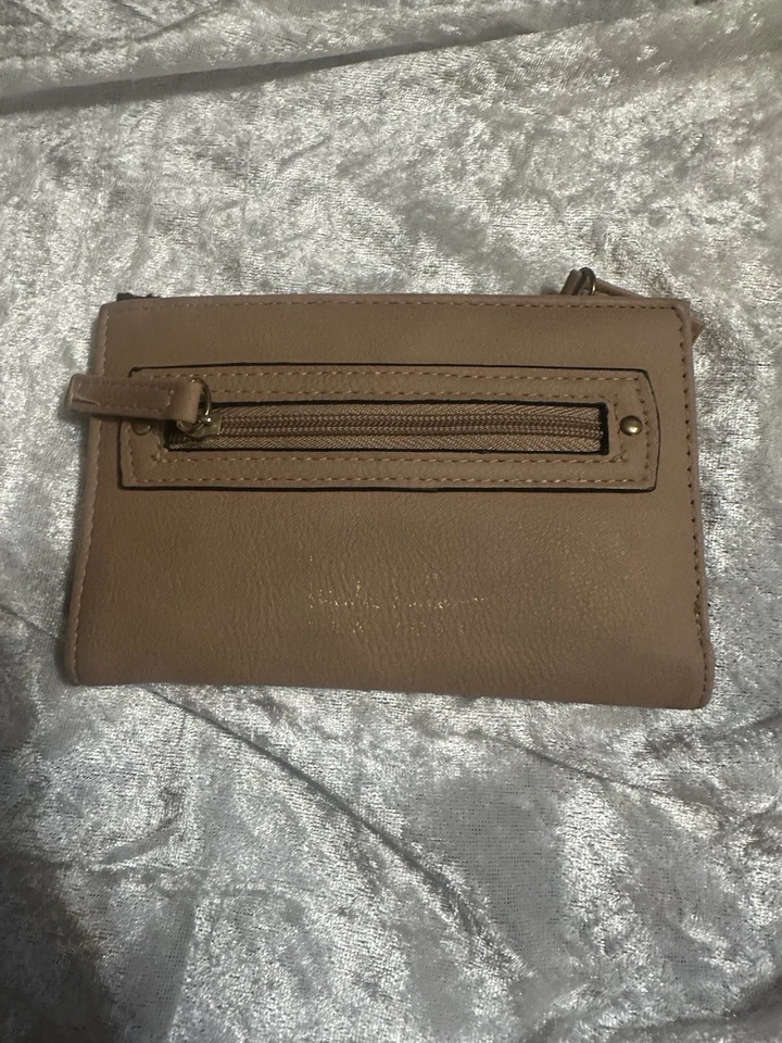 Carteira Nicole Miller New York bronzeada bolsa cartões dinheiro bege acastanhado 6" x 4" - Imagem 3 de 4