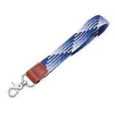 Wrist Lanyard Keychain Braided Wristlet Strap with Silver Clasp Blueberry