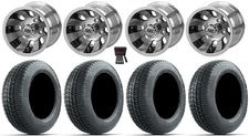 LSI Gunslinger 10" Wheels Machined 205x50 Fusion S/R Tires E-Z-GO & Club Car