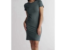 Quince Tencel Jersey Tshirt Mini Dress Green Double Layered Roundneck Women’s XS