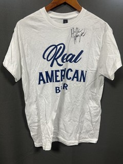 Hulk Hogan Wrestler Signed Real American Beer T Shirt AUTO JSA COA Sz M