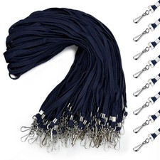 Deep Blue Badge Lanyards 50 Pcs Flat Lanyards with Swivel J Hook Clip