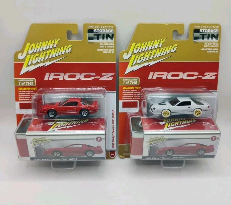 Johnny Lightning WHITE LIGHTNING 1989 Chevy Camaro Z28 IROCZ White & Red Version - Image 3 of 4