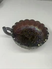 Vintage Imperial Diamond Quilted Pansy Nappie Carnival Glass Smoke Purple