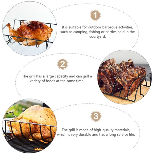 2 Pcs Grillgrill Lamm Chop Rack Baby Strapazierfähiges Grillregal BBQ - Bild 4 von 12