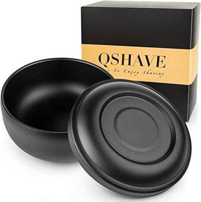 Hochglanz Schwarz, 4'' Durchmesser, Edelstahl Rasierschale mit Deckel