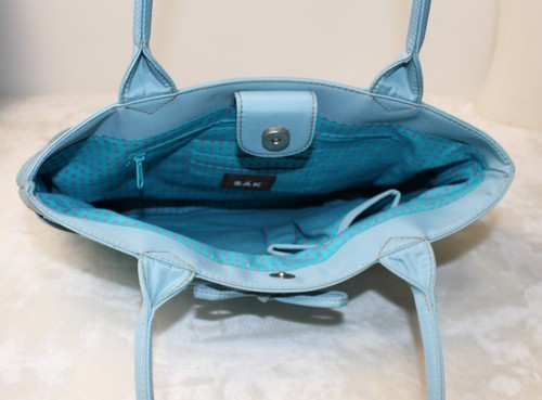 The Sak Bella Turquoise Woven Knit Shoulder Bag Purse - Picture 10 of 14