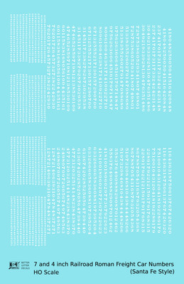 K4 HO Scale Decals ATSF Santa Fe Style Railroad Roman Freight Car Numbers White