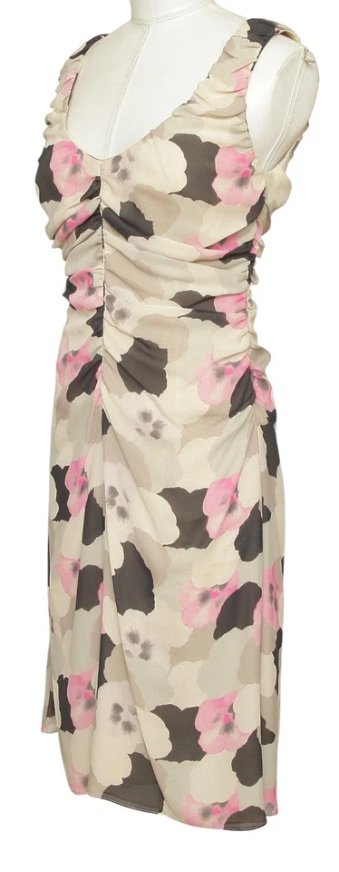 Vestido de seda GIORGIO ARMANI escote redondo sin mangas floral cremallera acanalada talla 40 Foto 3 de 4