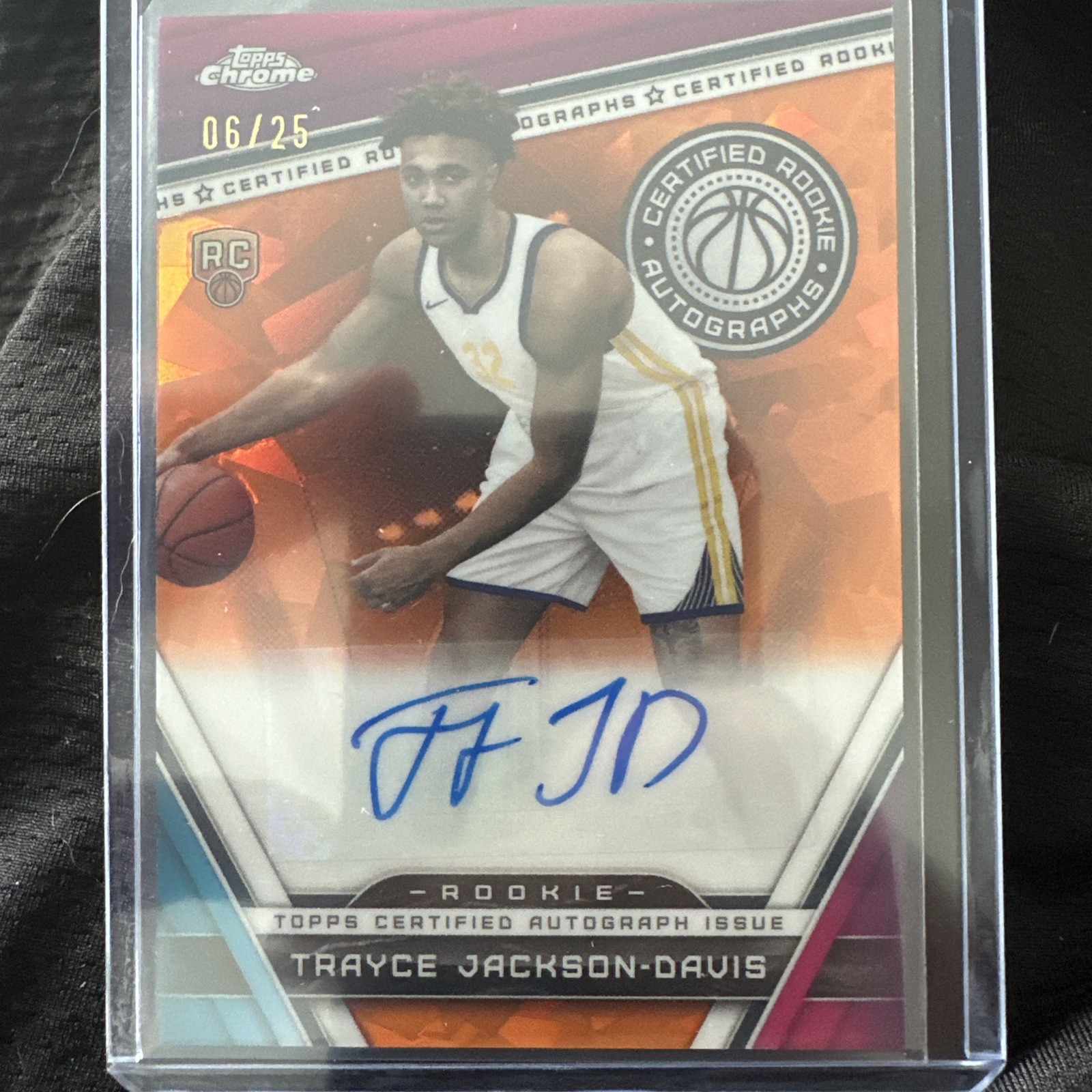2023-24 Topps Chrome Sapphire #CRA-TJD Trayce Jackson-Davis Orange /25 Warriors